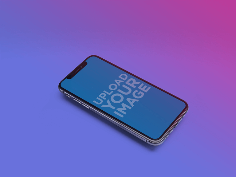 Iphone X Mockup Lying On A Bicolor Gradient Surface A20118