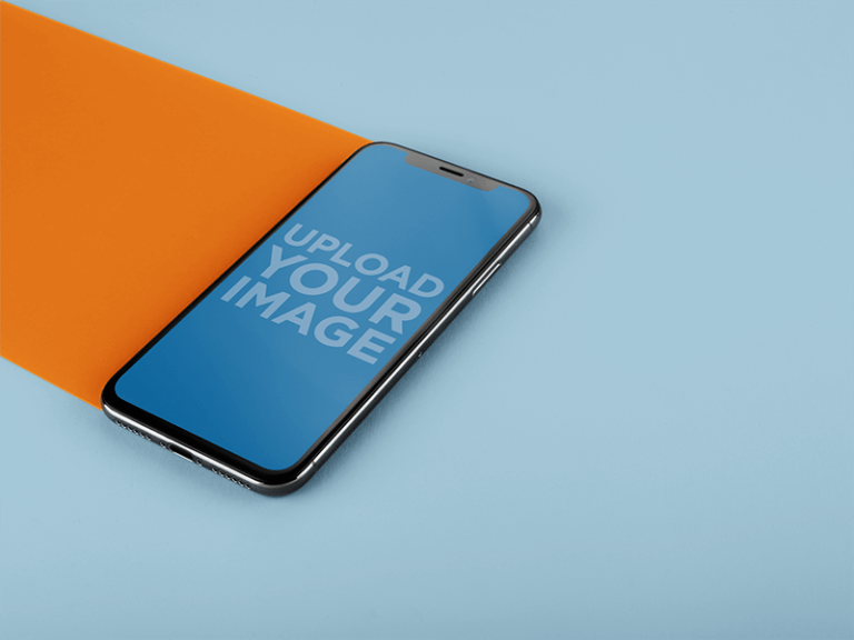 Iphone X Mockup Lying On A Double Colored Surface A20086